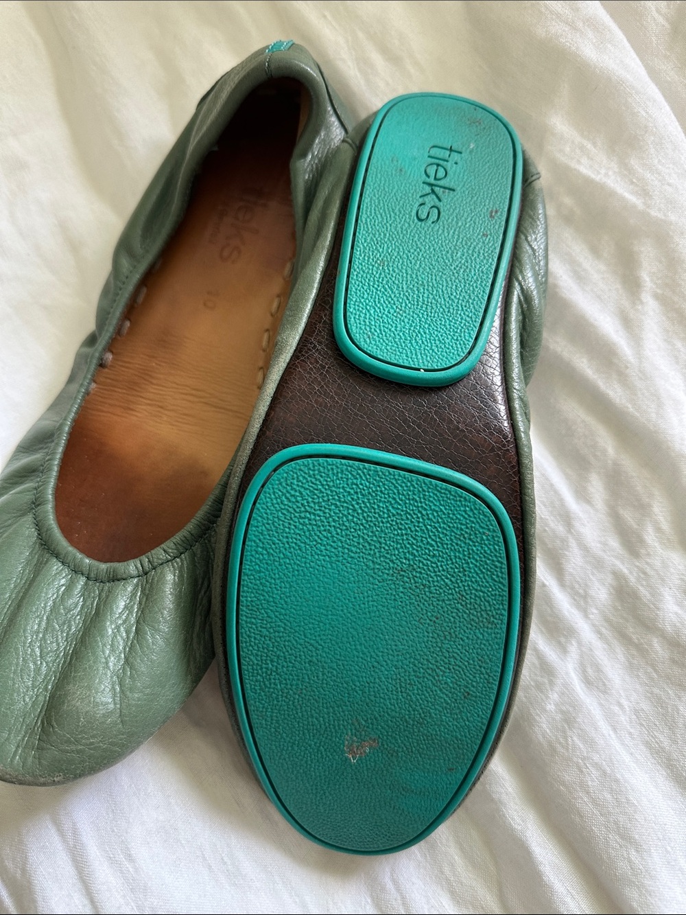 Tieks Green Leather Ballet Flats size 10 - Picture 4 of 8